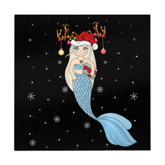 Mermaid Lover Xmas Reindeer Santa Hat Mermaid Mahjong Mats