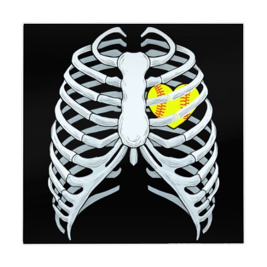 Funny Softbal Heart Skeleton Rib Cage Halloween Mahjong Mats