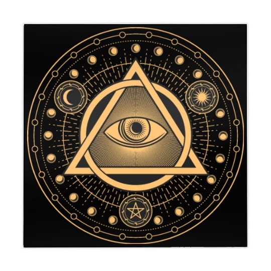 Rune Alchemy Circle with All Seeing Witchcraft Eye Mahjong Mats