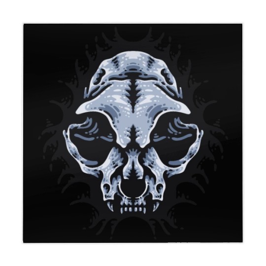 Cat Skull Bursting out gray scale oddities Mahjong Mats
