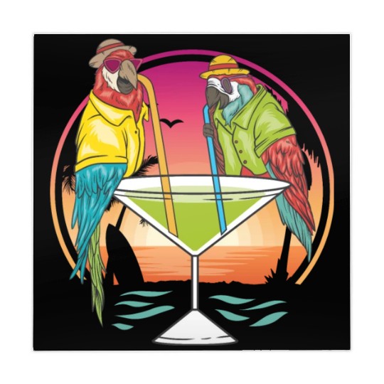 Parrots Drinking Margarita Hawaiian Birds Gift Mahjong Mats
