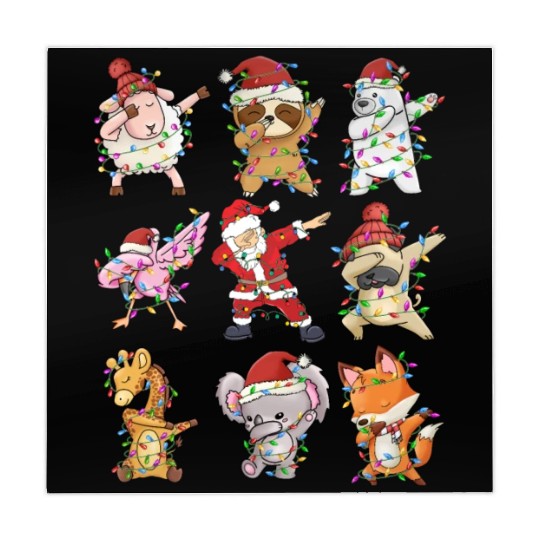 Dabbing Santa Animal Friends Christmas Kids Boys Mahjong Mats