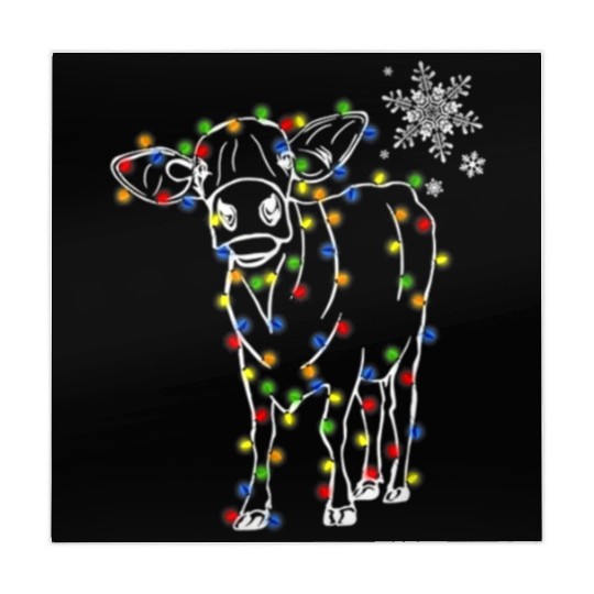 Cow Christmas Light Tree Cow Xmas Snow Lover Mahjong Mats