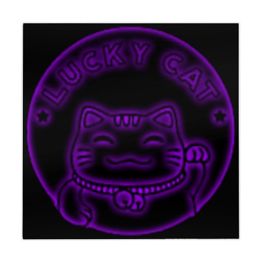 Purple neon lucky cat Mahjong Mats