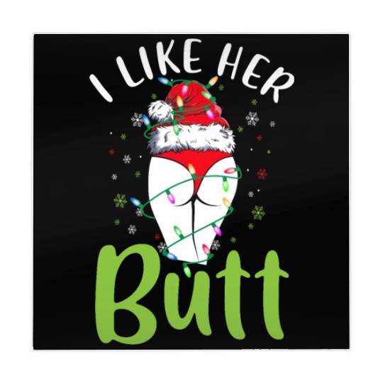 I Like Her Butt Christmas Light Matching Santa Mahjong Mats