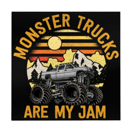 Monster Trucks Are My Jam Vintage Retro Mahjong Mats