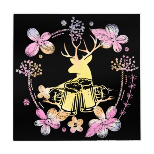 Women Deer Flowers Beer Oktoberfest Mahjong Mats