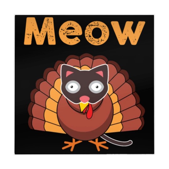 Meow Turkey Cat Mask Thanksgiving Family Dinner Mahjong Mats