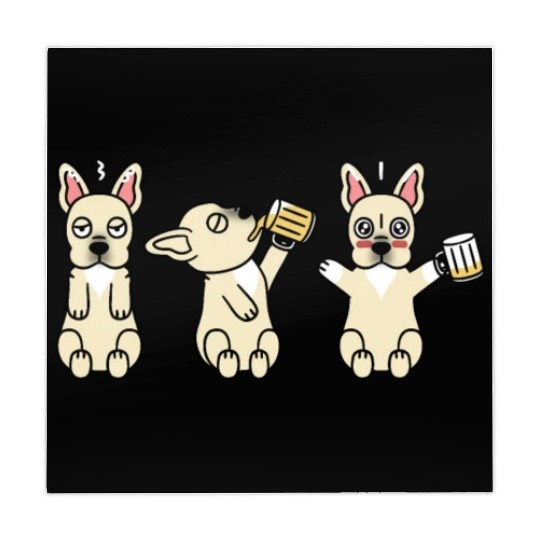 Cream French Bulldog Beer Lover Mahjong Mats