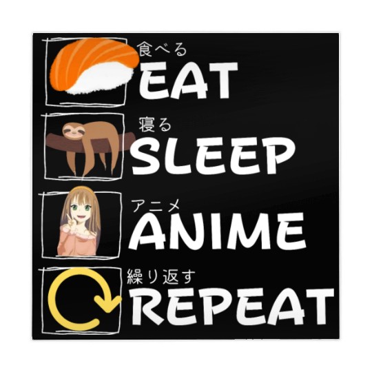 Eat Sleep Anime Repeat Mahjong Mats, Anime Manga