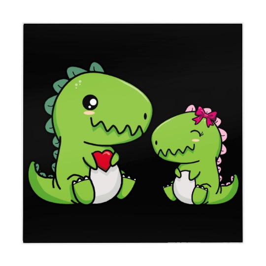 Big sister brother dino siblings boy girl heart Mahjong Mats