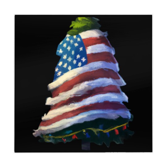 Patriotic Christmas Tree Wrapped In US Flag Mahjong Mats