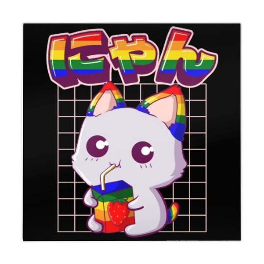 Gay Pride Kawaii Cat Strawberry Milk Rainbow Flag Mahjong Mats