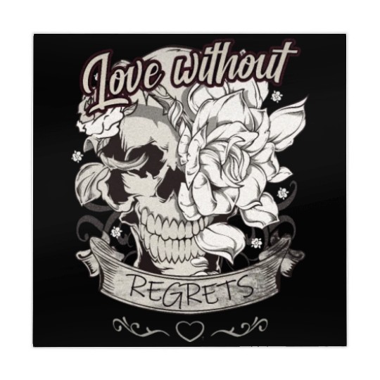 Love With No Regrets Skull With Roses Gift Mahjong Mats