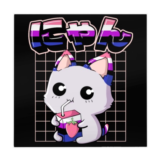 Genderfluid Pride Kawaii Cat Strawberry Milk Mahjong Mats