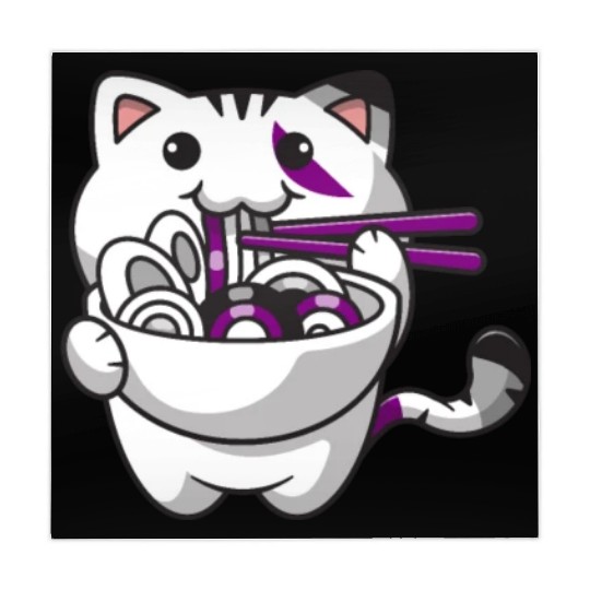 Asexual Pride Kawaii Cat Ramen Noodles Asexual Fla Mahjong Mats