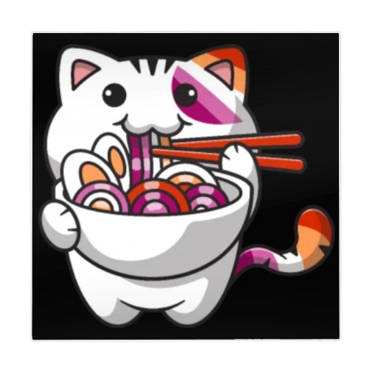 Lesbian Pride Gay Kawaii Cat Ramen Noodles Lesbian Mahjong Mats