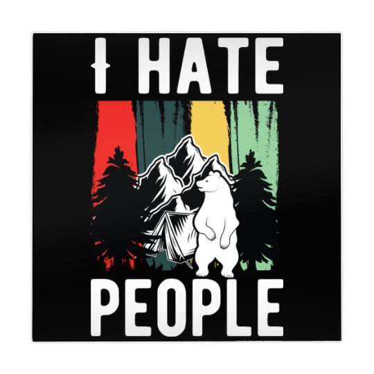 Vintage Camping Costume Of Bear Says I Hate People Mahjong Mats