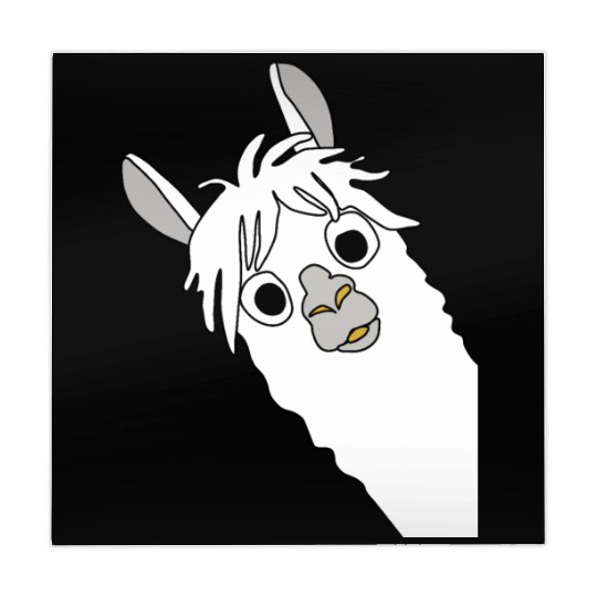 Laughing alpaca comic lama in white with big eyes Mahjong Mats