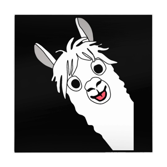 Laughing alpaca comic lama in white with big eyes Mahjong Mats