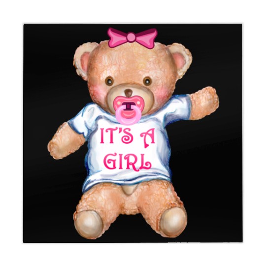 It's A Girl Teddy Bear with Pacifier Mahjong Mats