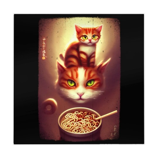 kawaii Japanese cat ramen noodles bowl Mahjong Mats