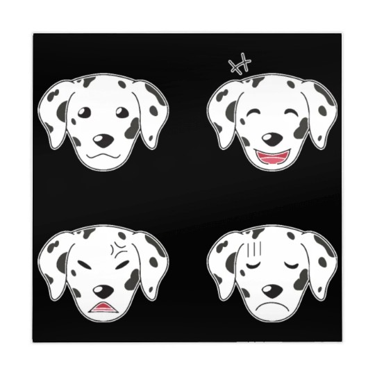 Funny Dalmatian Dog Cartoon Faces Mahjong Mats