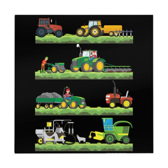 Agricultural Machinery Tractors Farmer Vehicles Mahjong Mats