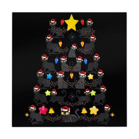 Black Cat christmas light funny cat lover Mahjong Mats