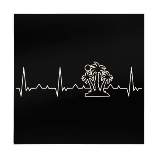 Beach Palm Sunset. Heart. Love. EKG. Pulse. Beat. Mahjong Mats