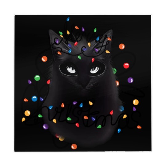 Black Cat christmas light Mahjong Mats