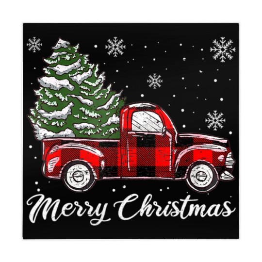 Xmas Tree Red Truck Pajama Buffalo Plaid Truck Mahjong Mats
