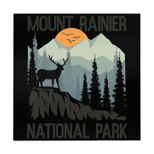 Mount Rainier National Park Mountains Deer Mahjong Mats