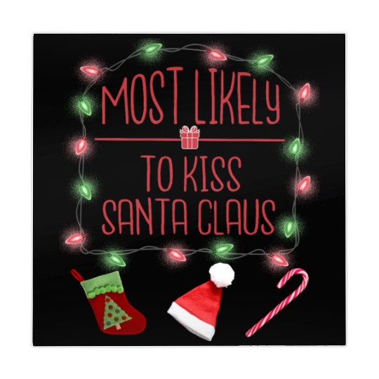 Most Likely To Kiss Santa Claus Funny Christmas Mahjong Mats
