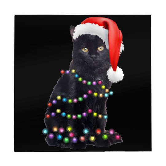 Black Cat Christmas Light Funny Cat Love Christmas Mahjong Mats