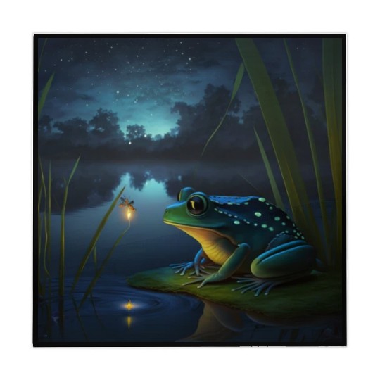 Frog and Firefly Friends on the Pond at Night Mahjong Mats