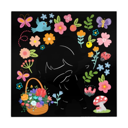 Silhouette Dabbing Girl Hippie Bouquet Spring Mahjong Mats