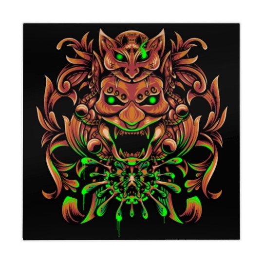 Bronze Neon Oni Mask Mahjong Mats