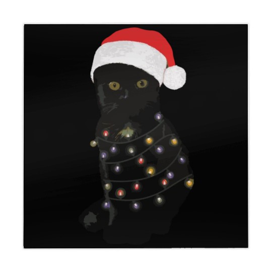 Black Cat Christmas Light Funny Cat Lover Mahjong Mats