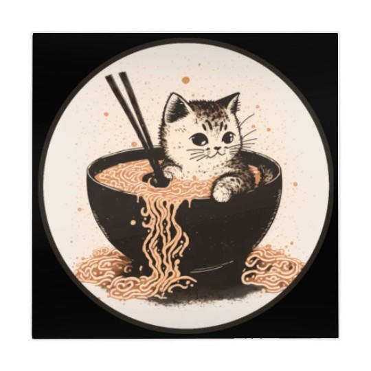 Cat Cat Ramen Noodles Cute Kitten Noodle Soup Mahjong Mats