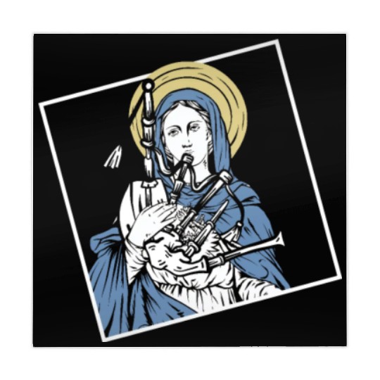 Mary Mother of Jesus Playing Bagpipes - Funny Mahjong Mats