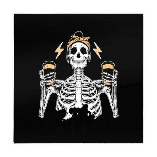 Skeleton Drink Tired Mom needs Coffee Mahjong Mats