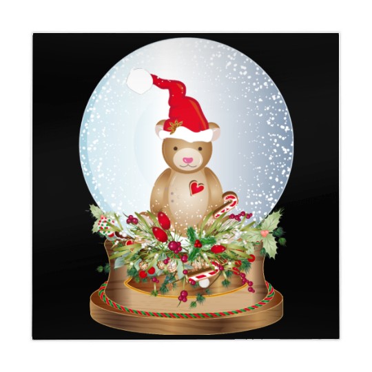 beautiful nostalgic snow globe with teddy bear Mahjong Mats