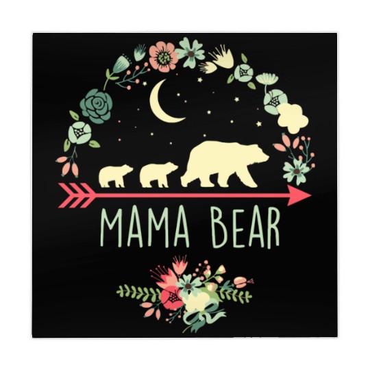 Floral Mama Bear With 2 Cubs Mahjong Mats