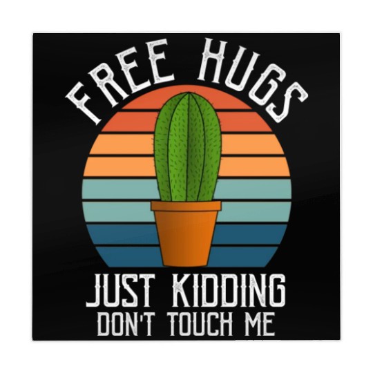 Free Hugs Just Kidding Don't Touch Me Retro Cactus Mahjong Mats