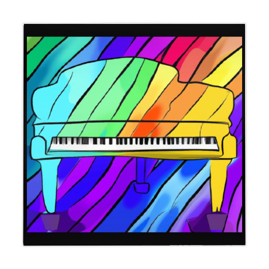 piano in front of a colorful rainbow Mahjong Mats