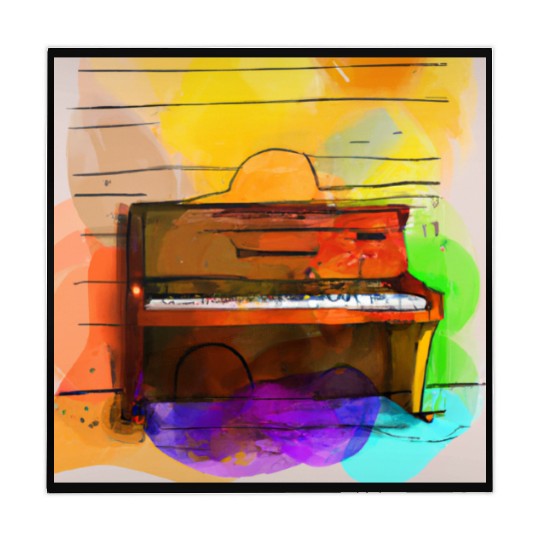 A beautiful piano in front of a colorful wall Mahjong Mats