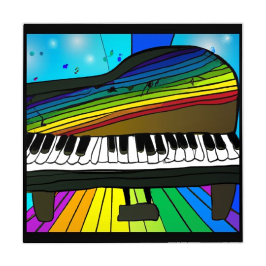 piano in front of a colorful rainbow Mahjong Mats