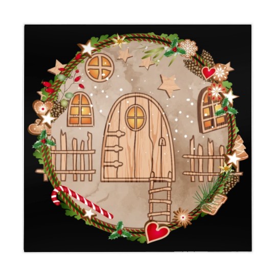 Elf door in Christmas wreath for Christmas Mahjong Mats