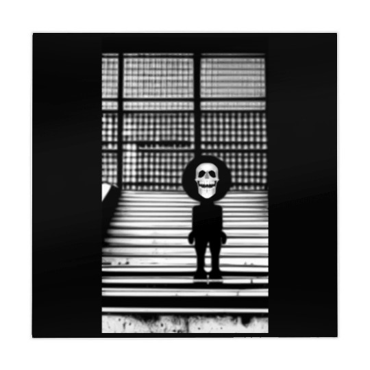 Scary Skull in Mahjong Mats Standing on the Steps Street